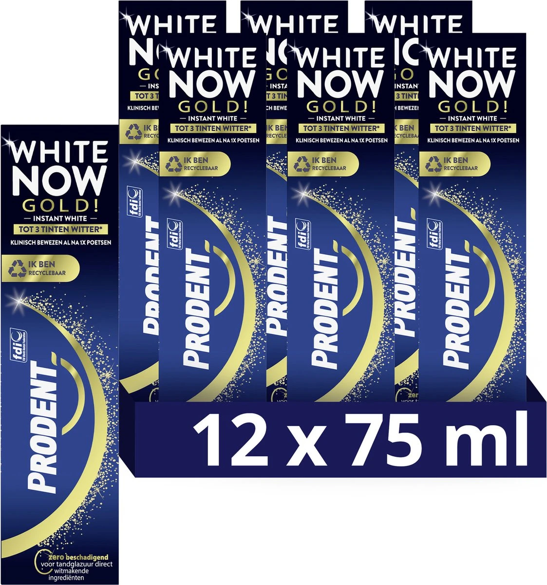 Prodent Whitening Now Gold Tandpasta - 12 X 75 Ml - Voordeelverpakking