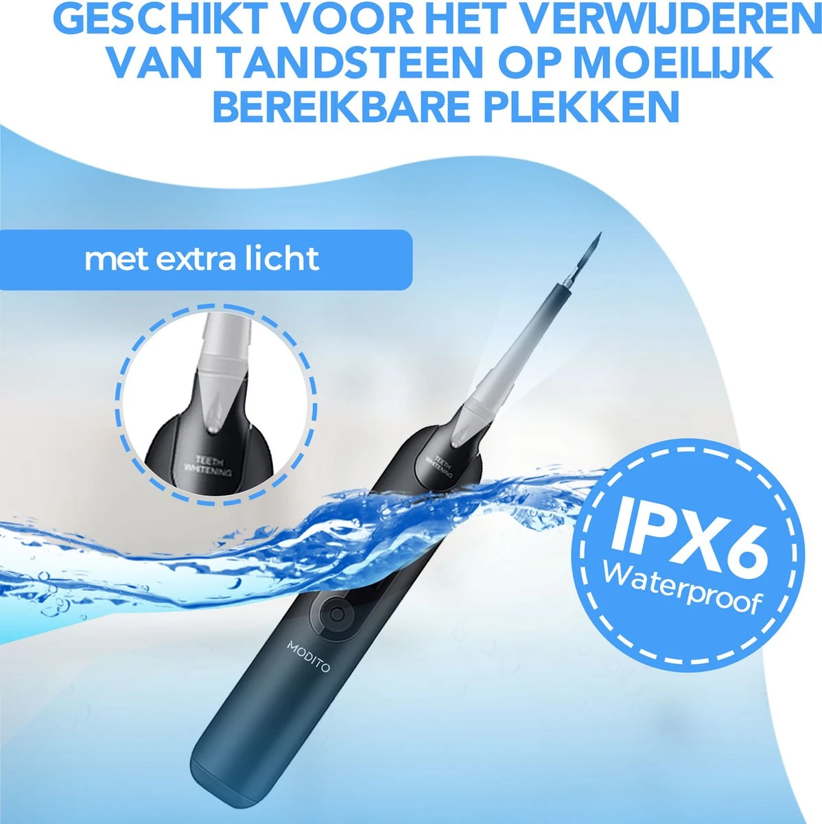 Merkloos Tandsteen Verwijderaar - 5 Standen - Inclusief Tandarts Set - Met 3 Opzetstukken - Elektrisch - Tandplak - Afbeelding 7