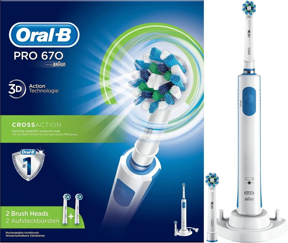 Oral B Oral-B PRO 670 CrossAction - Elektrische Tandenborstel - Met 2 Opzetborstels - Afbeelding 8