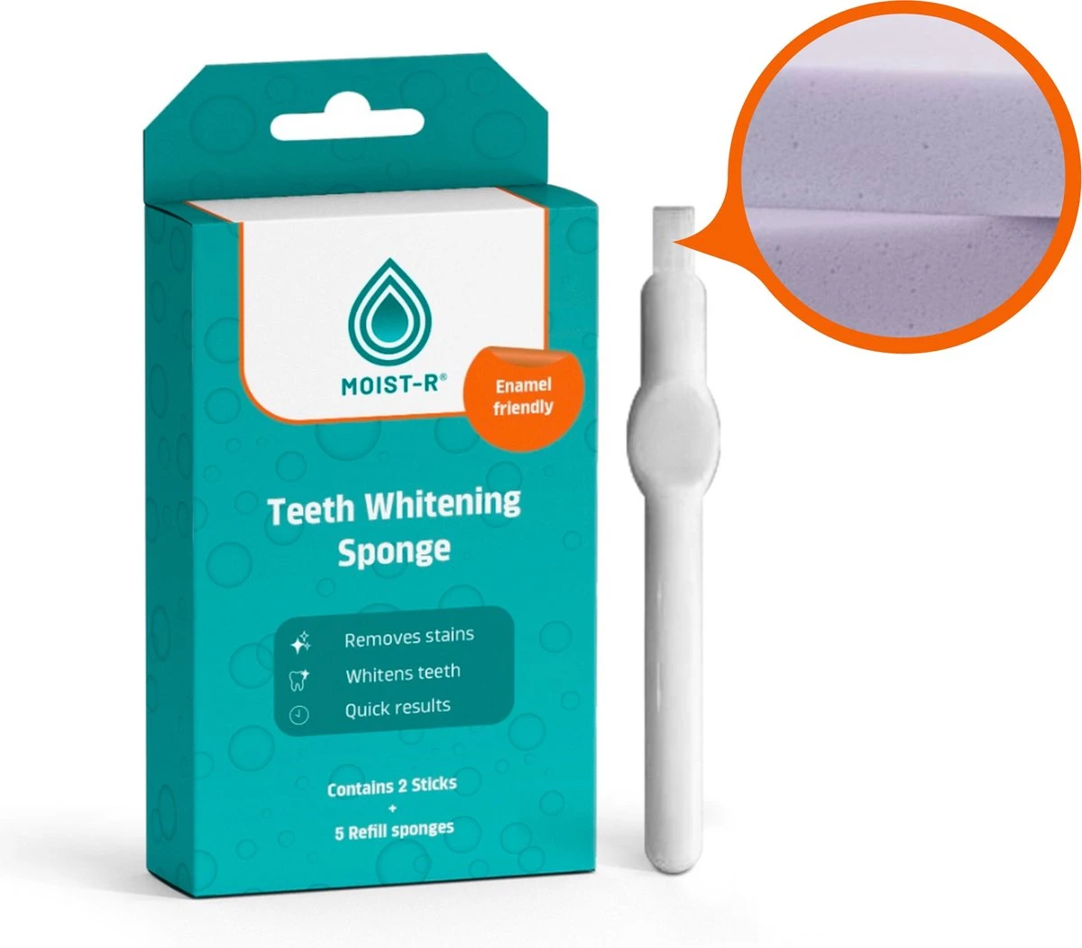 Moist-R Teeth Whitening Stick (2X) En 5 Refills - Thuis Tanden Bleken - Witte Tanden - Afbeelding 2