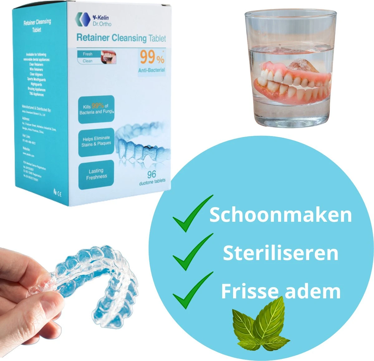 Dr. Ortho Reinigingstabletten 96 Stuks - Bitje - Tanden - Beugel - Kunstgebit - Voordeelverpakking - Afbeelding 8