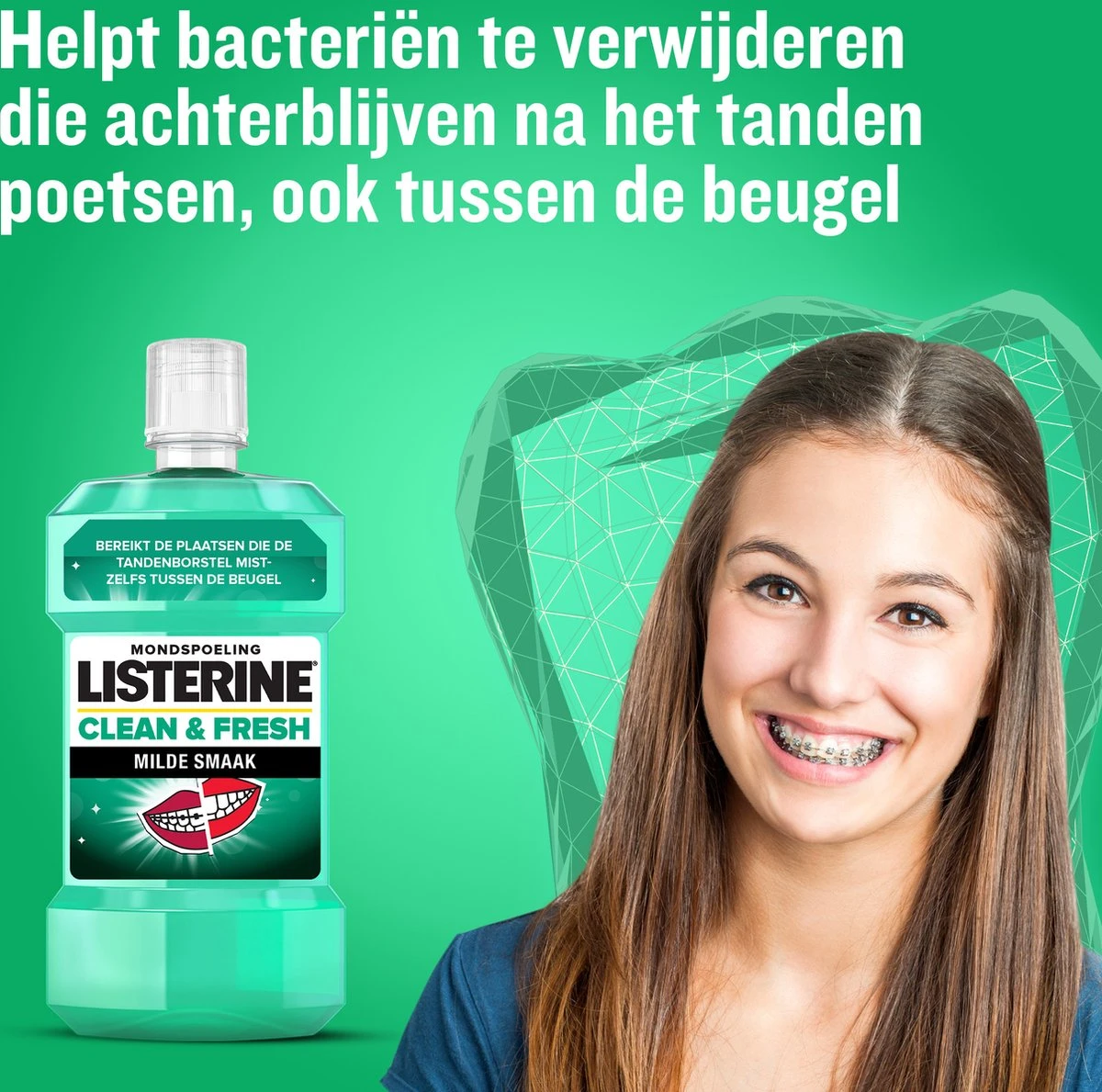LISTERINE Clean & Fresh, Mondwater Met Essentiële Oliën En Fluoride, Zonder Alcohol, Bereikt De Plaatsen Die De Tandenborstel Mist – Zelfs Tussen De Beugel, 3 X 500 Ml - Afbeelding 4