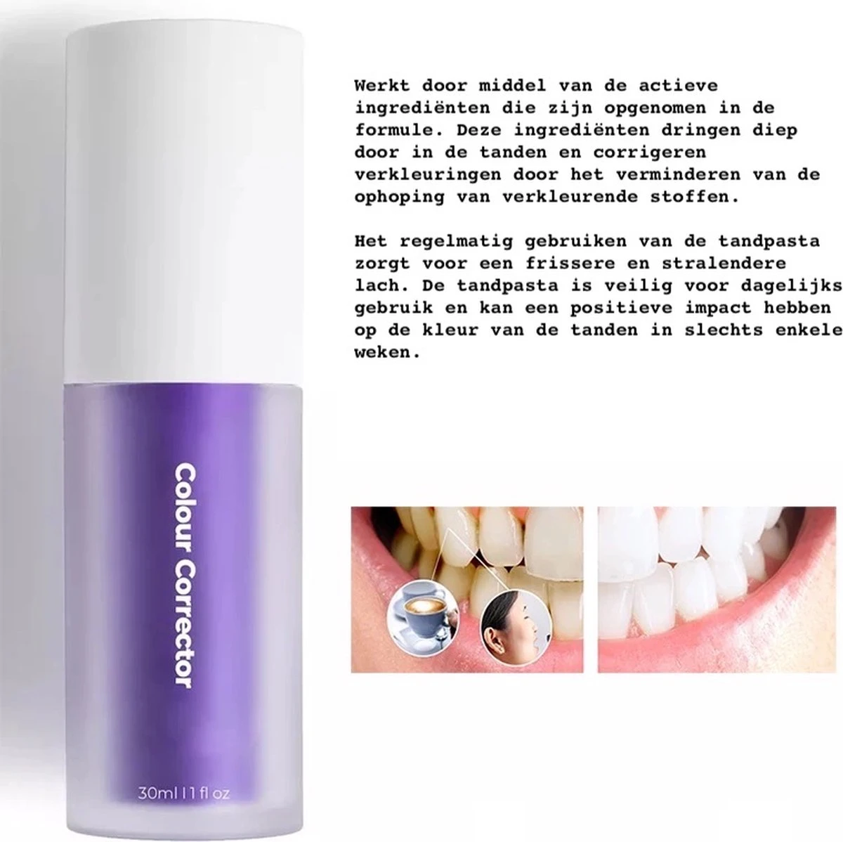 Tandpasta V34 Colour Corrector - Paarse Tandpasta - Tandenblekers - Hismile - Afbeelding 4