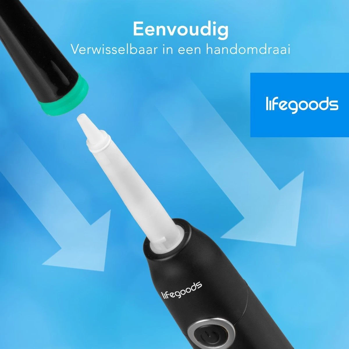 LifeGoods Opzetborstels - Voor Elektrische Tandenborstel - 4 Stuks - Zwart/Blauw - Afbeelding 4