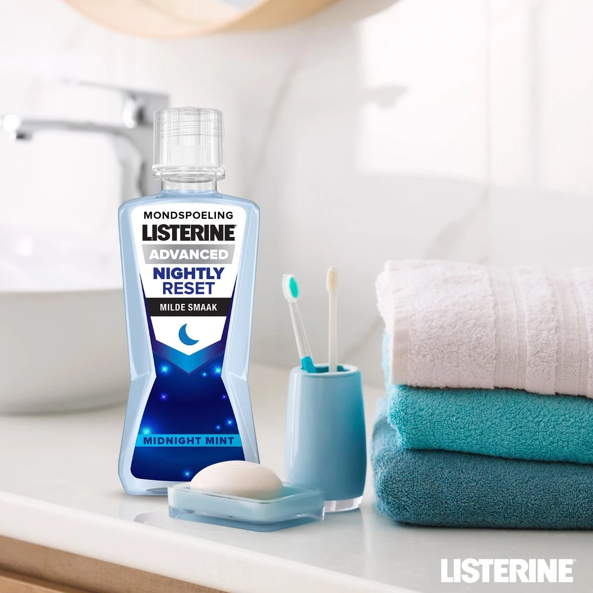 LISTERINE Nightly Reset Milde Smaak, Mondspoeling Met RAPID-FUSHION -technologie Voor Gebruik Tijdens De Nacht, Hermineraliseert Het Tandglazuur, 3 X 400 Ml - Afbeelding 10