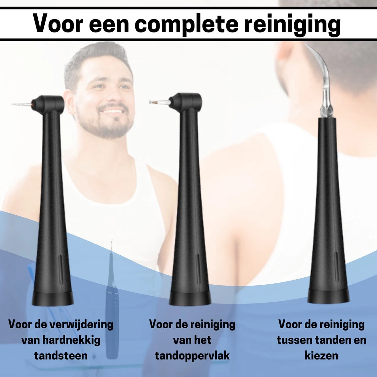 BOME Tandsteen Verwijderaar - 3 Opzetstukken - Tandplak Verwijderaar - Inclusief Spiegel En Pincet - 3 Standen - Afbeelding 5