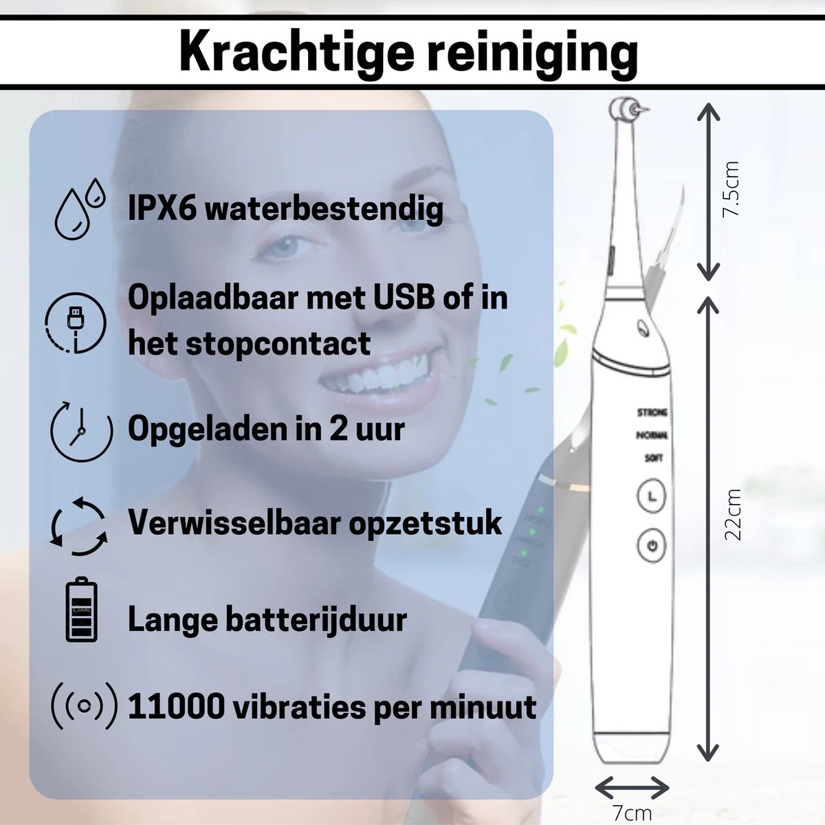 BOME Tandsteen Verwijderaar - 3 Opzetstukken - Tandplak Verwijderaar - Inclusief Spiegel En Pincet - 3 Standen - Afbeelding 9