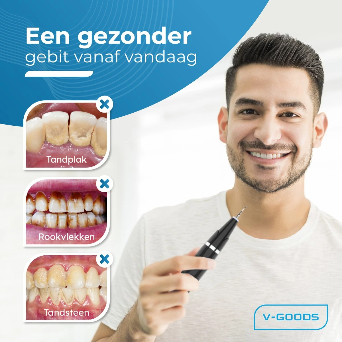 V-Goods Premium Sonische Tandsteen Verwijderaar - 5 Standen - Inclusief Tandarts Set - 3 Opzetstukken - Tandplak - Afbeelding 2