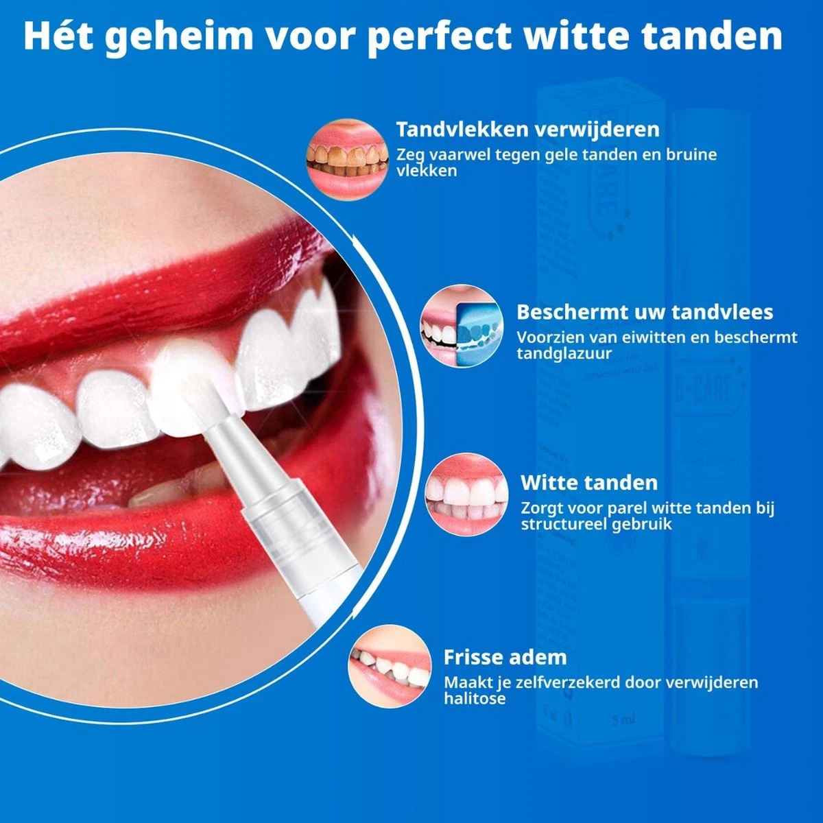 B-care Tanden Bleekpen - Teeth Whitening Pen - Tanden Bleker - Wittere Tanden - Teeth Whitening Strips - Professioneel Resultaat - Tandsteen Verwijderaar - Zonder Peroxide - Tandenbleekset - Tanden Bleken - Afbeelding 10