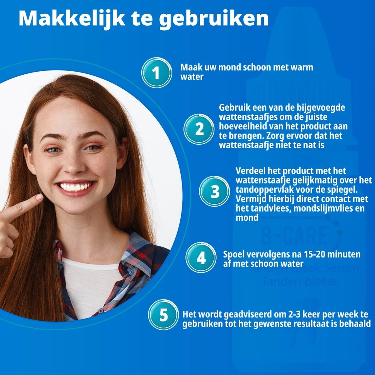 B-care Tanden Bleker – Wittere Tanden – Teeth Whitening Strips – Professioneel Resultaat - Tandsteen Verwijderaar - Zonder Peroxide - Tandenbleekset - Tanden Bleken - Afbeelding 3