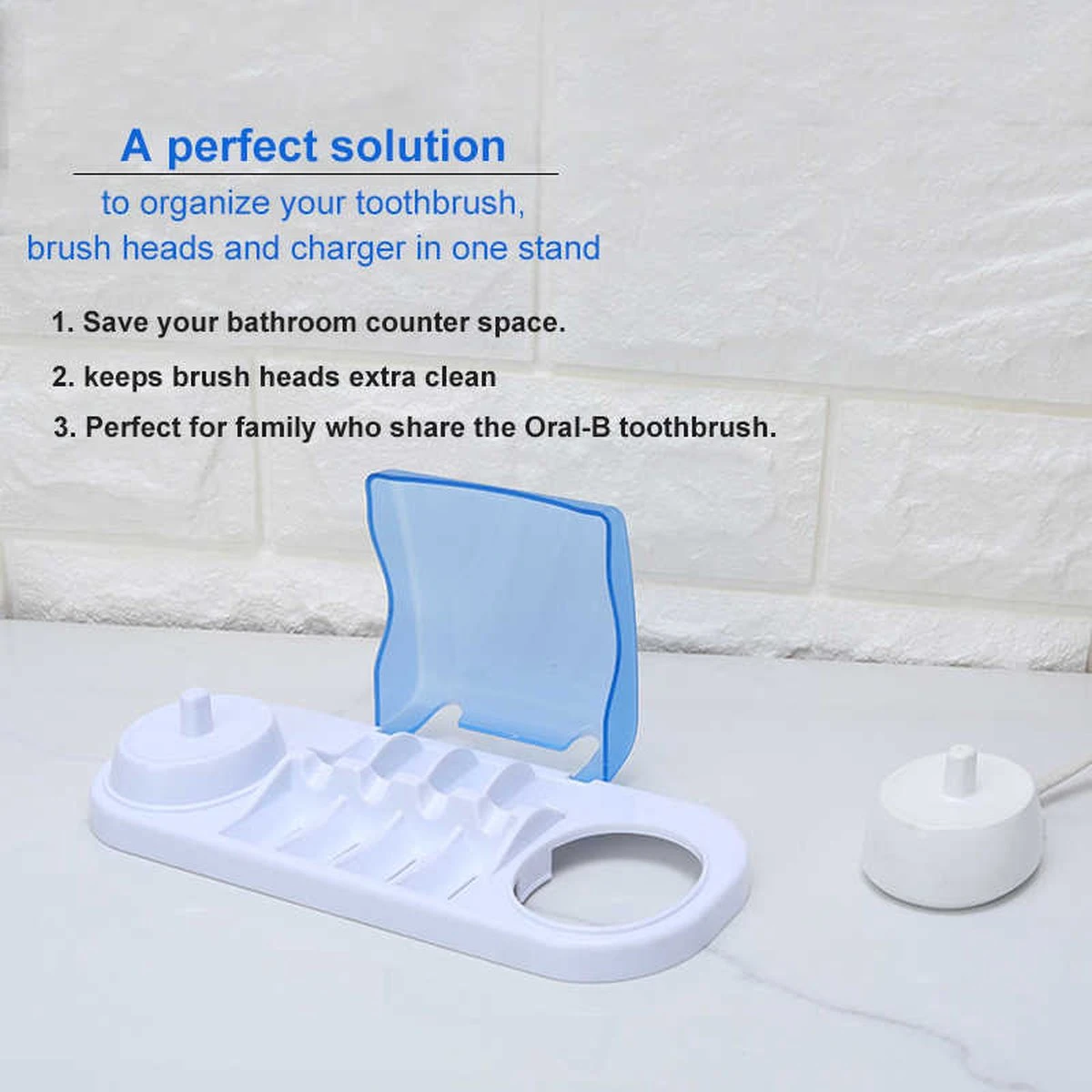 IBright Elektrische Tandenborstel Houder & Opzetborstelhouder - Met Opbergunit Voor 4 Opzetborstels - Universeel - Geschikt Voor Oral B Toothbrush - Afbeelding 2