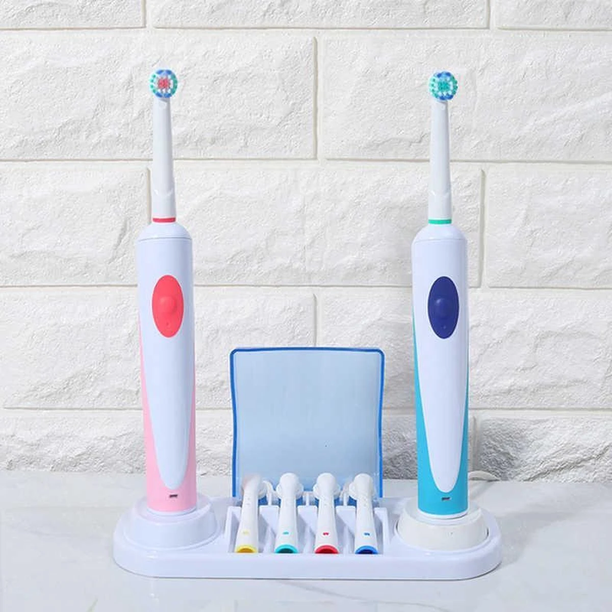IBright Elektrische Tandenborstel Houder & Opzetborstelhouder - Met Opbergunit Voor 4 Opzetborstels - Universeel - Geschikt Voor Oral B Toothbrush - Afbeelding 3