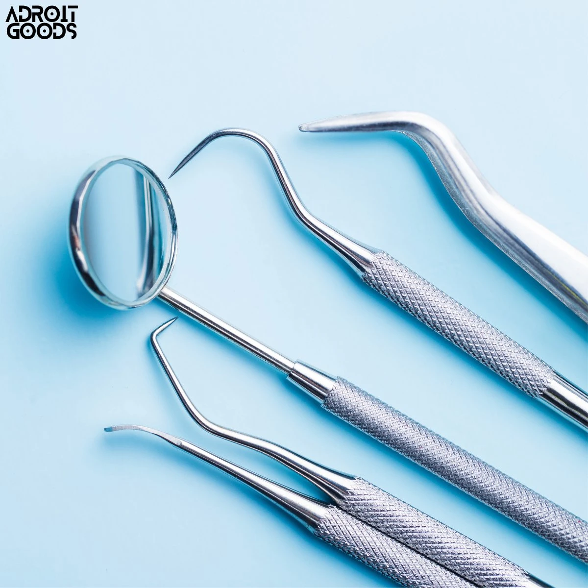 AdroitGoods 7 Delige RVS Tandarts Setje - Incl Haakje En Spiegel - Tandenstokers - Tandplak - Gebit Verzorging Setje - Afbeelding 7