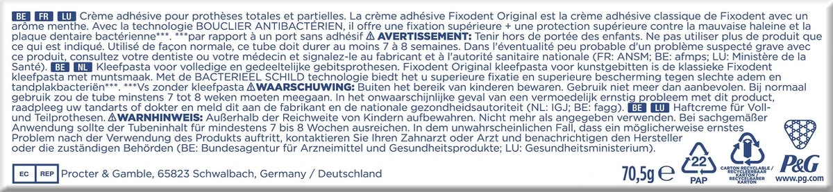 Fixodent Original - Kleefpasta - 70.5 G - Afbeelding 12