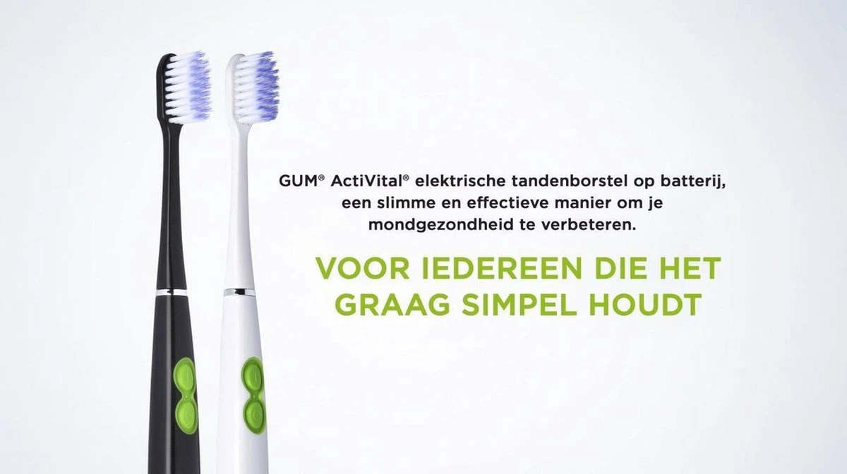 GUM® 1x GUM Activital Sonic Elektrische Tandenborstel - Wit + 1x GUM Opzetborstels Wit - Afbeelding 3