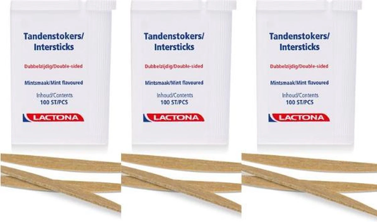 Lactona Intersticks - 3x 100 Stuks - Tandenstoker - Voordeelverpakking - Afbeelding 2