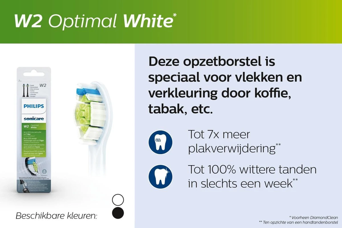 Philips Sonicare W2 Optimal White HX6062/10 - Opzetborstel - 2 Stuks - Afbeelding 8