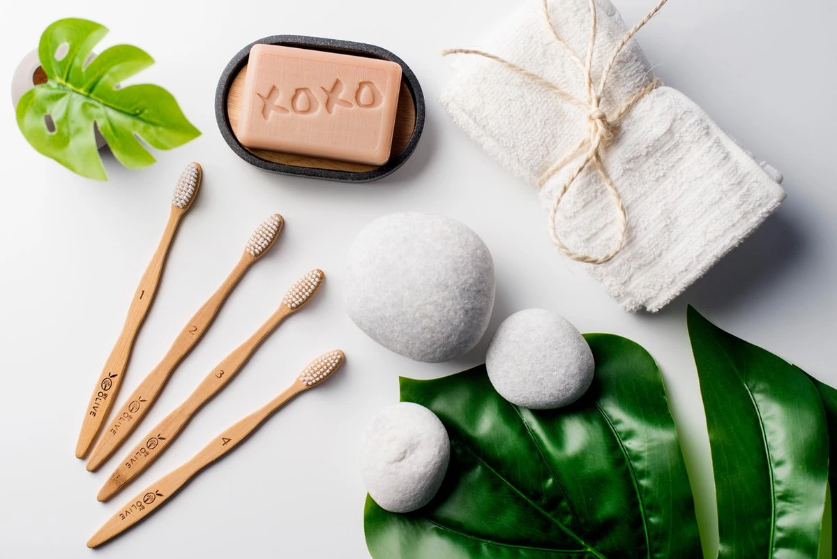 Bamboe Tandenborstel By Olive 4 St. Genummerd 100% Moso Bamboo - Afbeelding 5