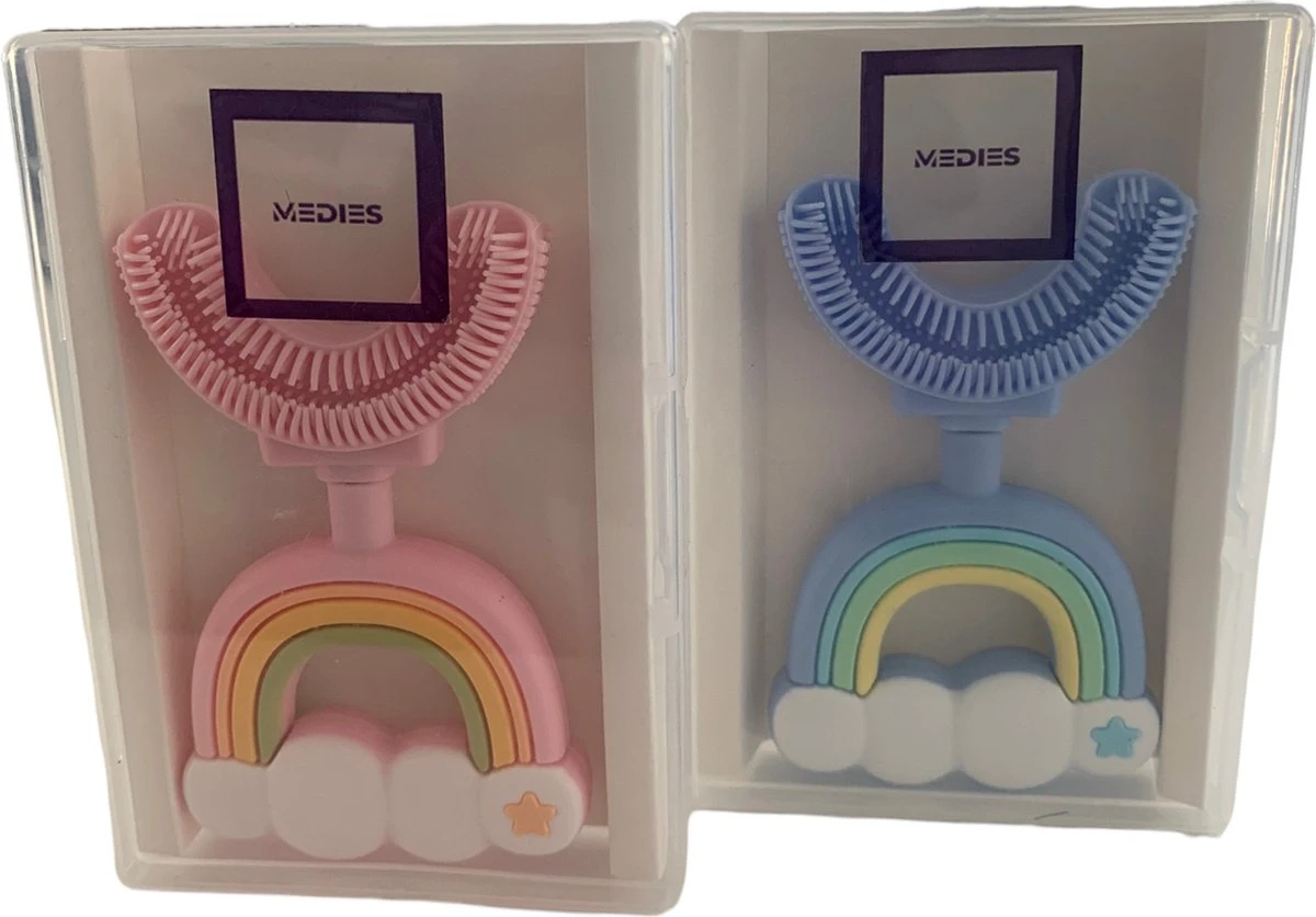 Medies - 360° U-vormige Kindertandenborstel Regenboog Roze | Baby Tandenborstel | Kindertandenborstel | Peuter Tandenborstel | U-vorm - Siliconen - Bpa Free - 2 Tot 7 Jaar - Afbeelding 8