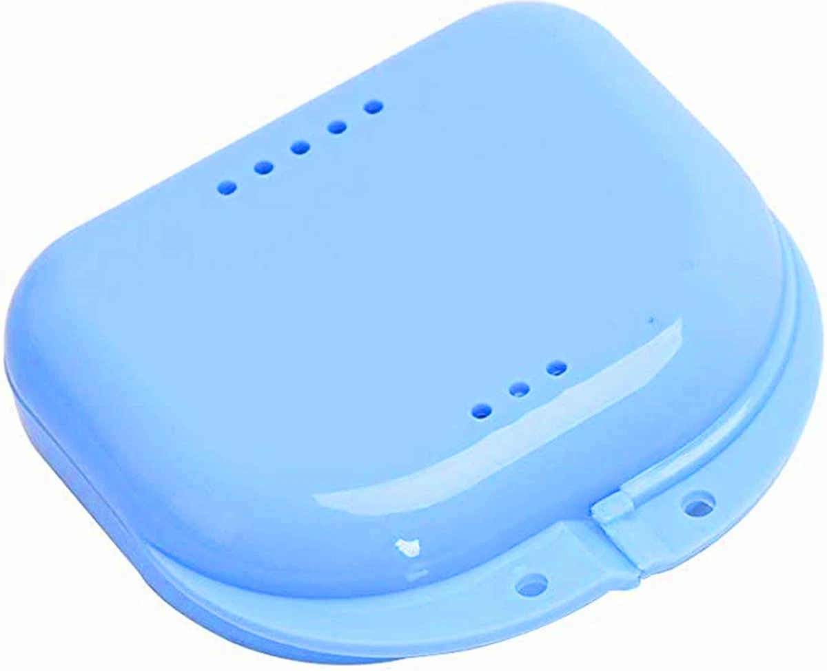 Merkloos Beugelbakje - Gebitsbakje - Retainer Case - Mond Guard Case - Orthodontische Prothese Opslag - Container - Met Air Vent Gaten - Blauw - Afbeelding 3