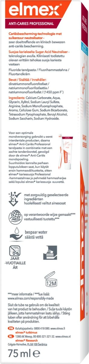 Elmex Anti Cariës Professional Tandpasta 4 X 75ml - Voordeelverpakking - Afbeelding 2