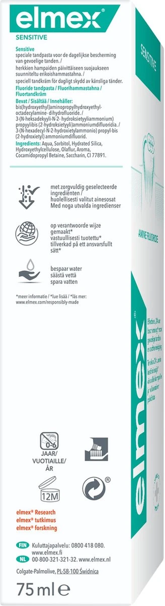 Elmex Sensitive Tandpasta 4 X 75ml - Voor Gevoelige Tanden - Voordeelverpakking - Afbeelding 2