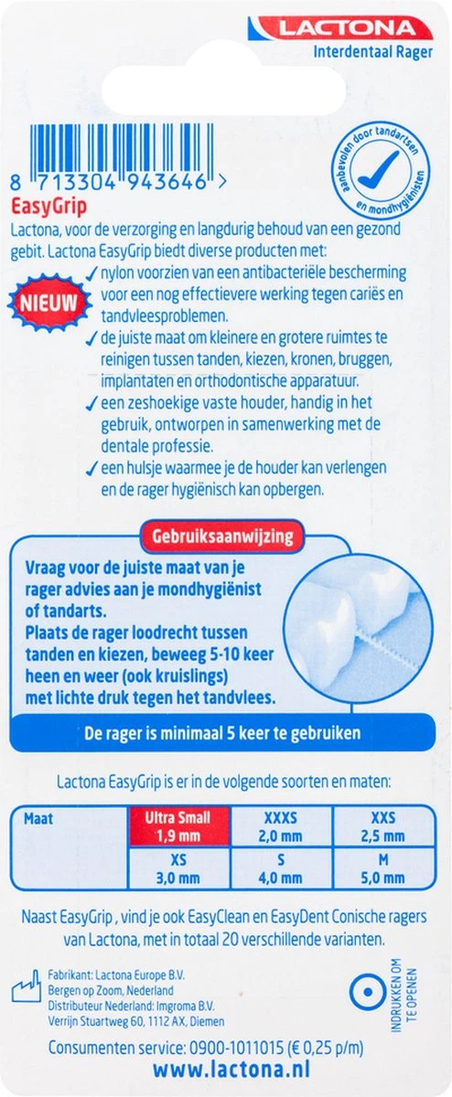 Lactona Ragers Easygrip 1,9 Mm Ultra Small - Tandenrager - 6 Stuks - Afbeelding 2