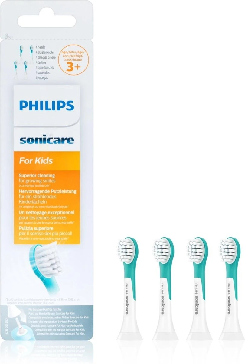 Philips Sonicare For Kids HX6034/33 - Opzetborstel 4 Stuk(s) - Turkoois