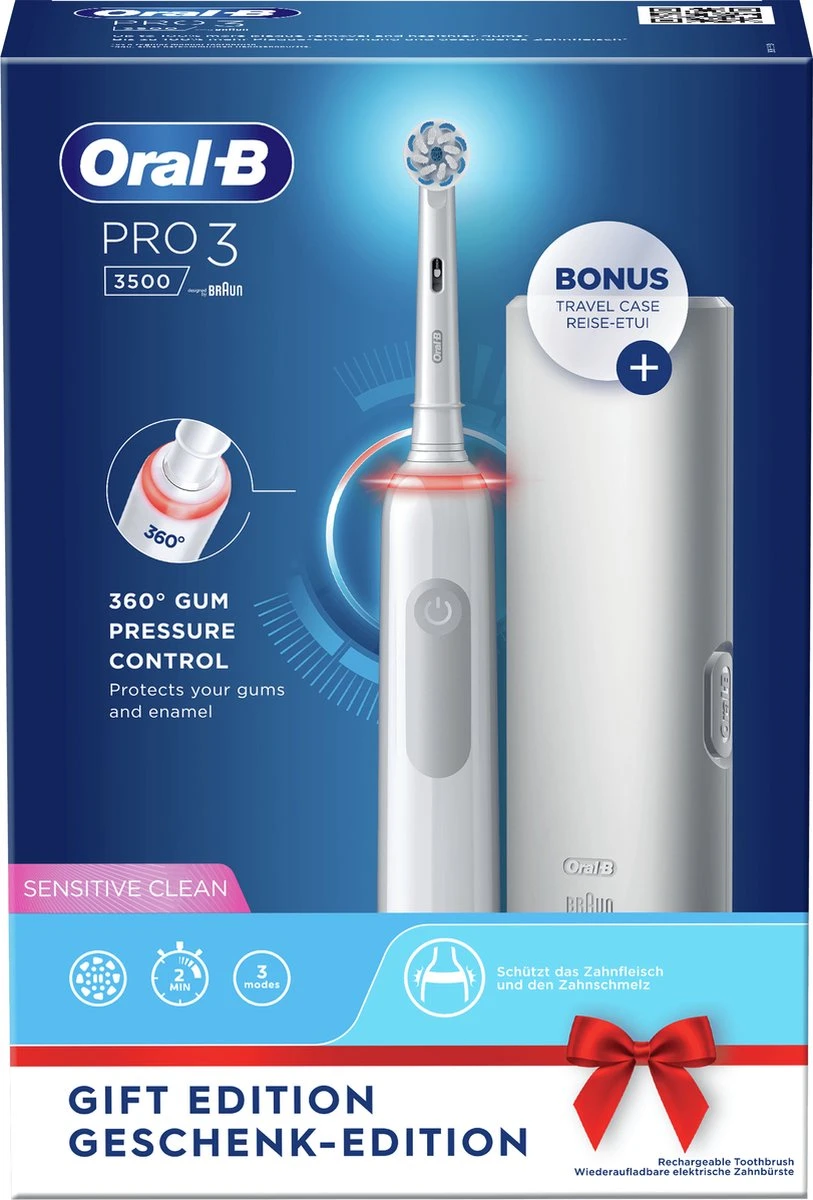 Oral B Oral-B Pro 3 - 3500 - Witte Elektrische Tandenborstel + Reisetui - Afbeelding 3