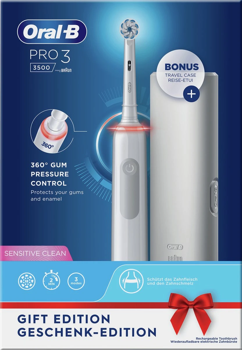 Oral B Oral-B Pro 3 - 3500 - Witte Elektrische Tandenborstel + Reisetui - Afbeelding 2