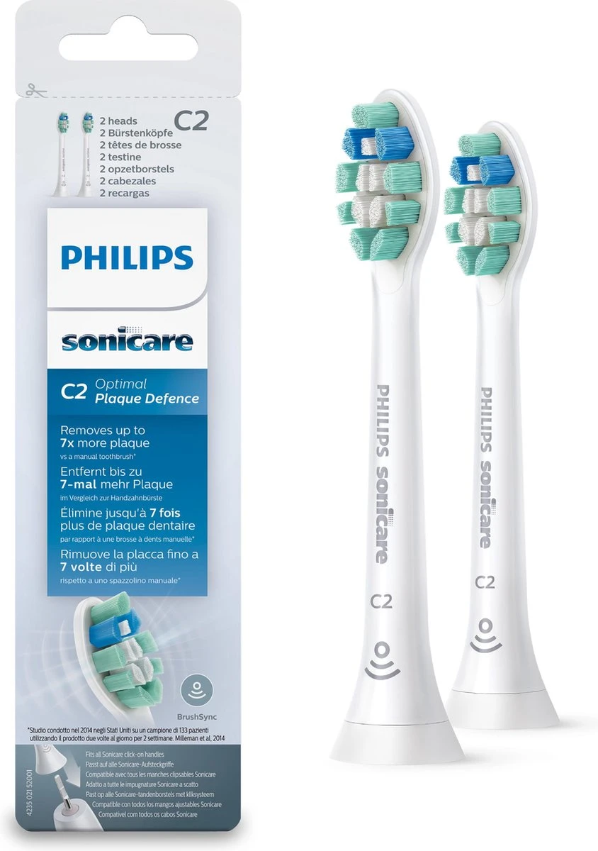 Philips Sonicare C2 Optimal Plaque Defence HX9022/10 - Opzetborstels - 2 Stuks