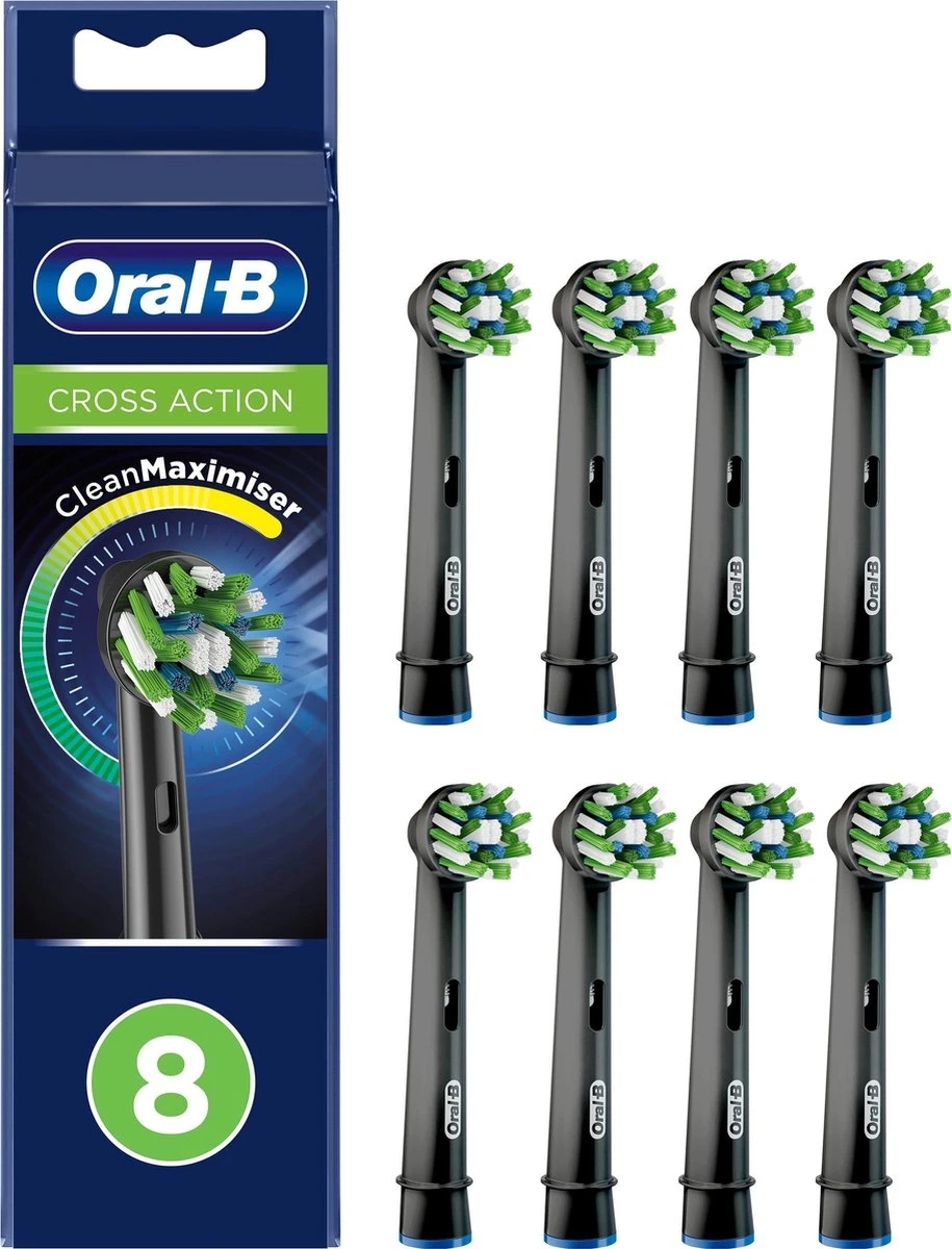 Oral B Oral-B CrossAction - Met CleanMaximiser-technologie - Opzetborstels - Zwart - 8 Stuks
