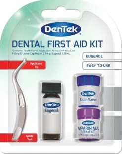 Dentek Gebits EHBO Kit. Met Noodvulling, Tandbewaarbox En Anti- Kiespijn Vloeistof. Ook Voor Verloren Kronen, Vullingen, Kiespijn En Gaatjes