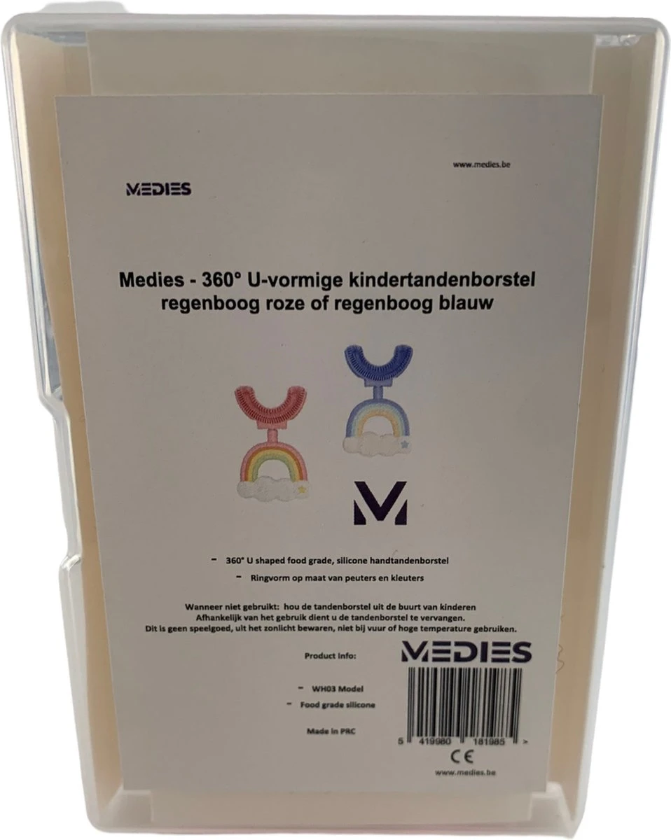 Medies - 360° U-vormige Kindertandenborstel Regenboog Roze | Baby Tandenborstel | Kindertandenborstel | Peuter Tandenborstel | U-vorm - Siliconen - Bpa Free - 2 Tot 7 Jaar - Afbeelding 7