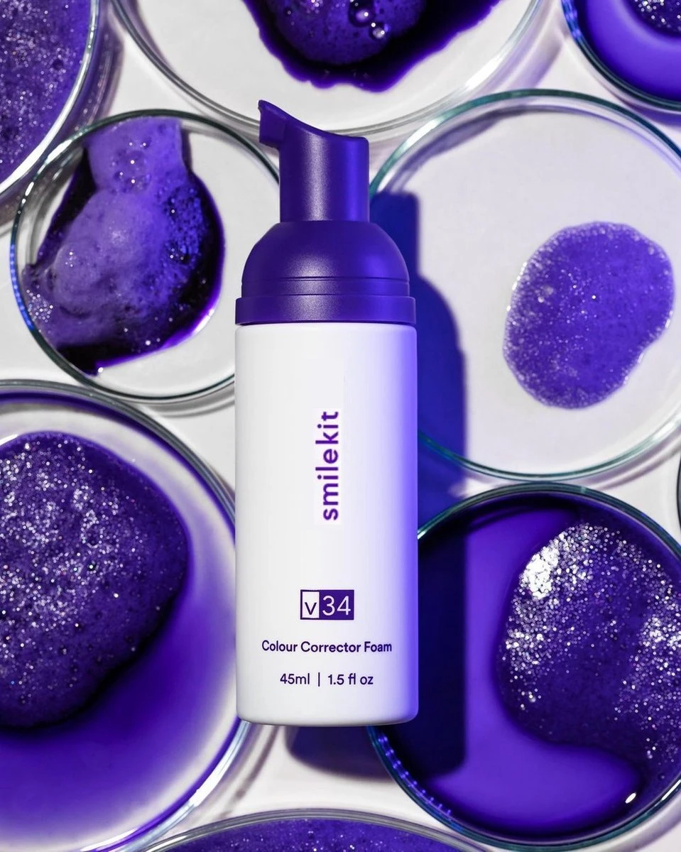 Smilekit V34 Colour Corrector Foam - Witte Tanden - Paarse Tandpasta - Teeth Whitening - Hismile - Afbeelding 5