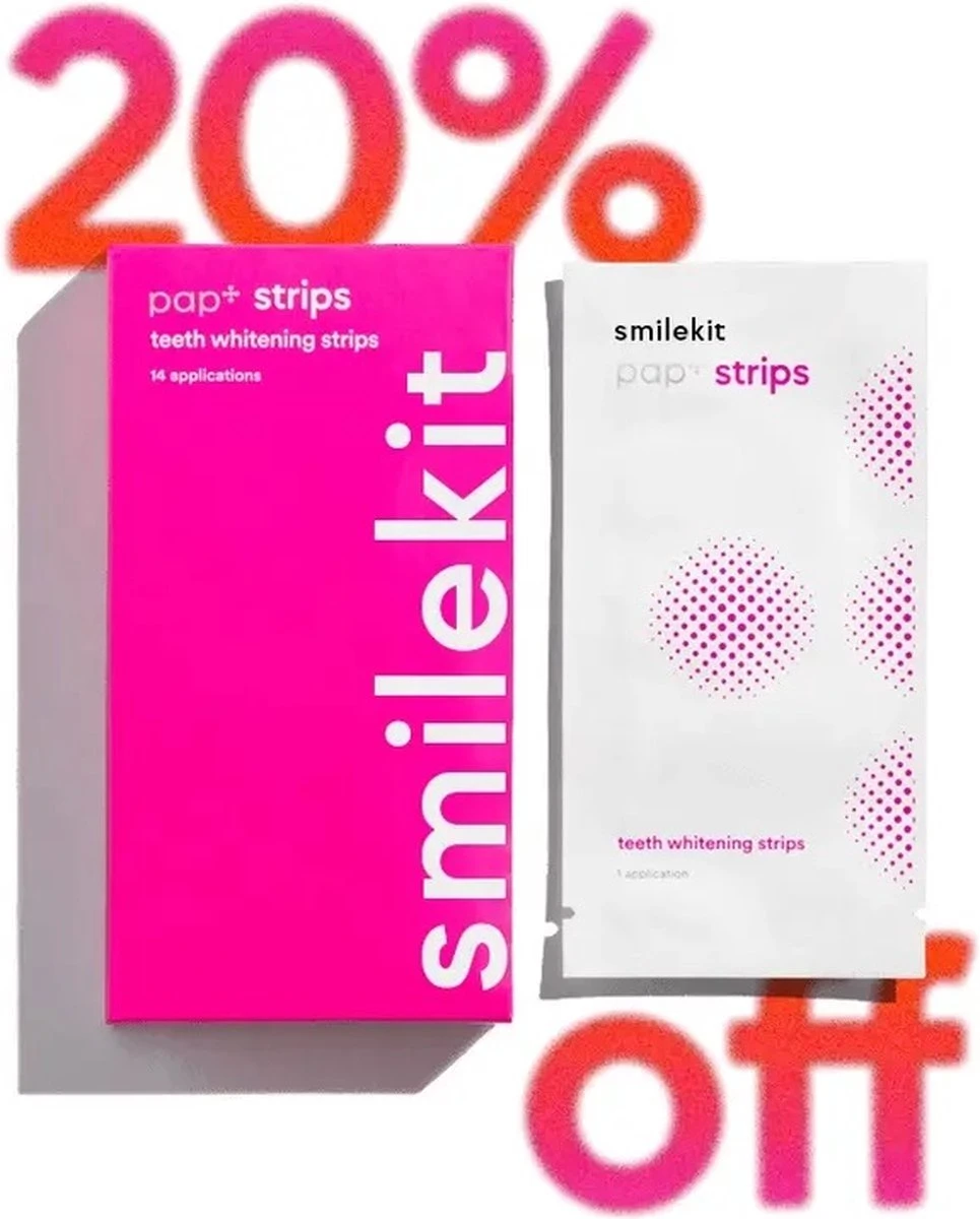 Teeth Whitening Strips - PAP+ - Professionele Tandenbleek Strips - Tanden Bleken - Wittere Tanden - Tand & Tandvlees Vriendelijk - Zonder Peroxide - Gemakkelijk & Overal Te Gebruiken - Pap Tanden Whitening Strips